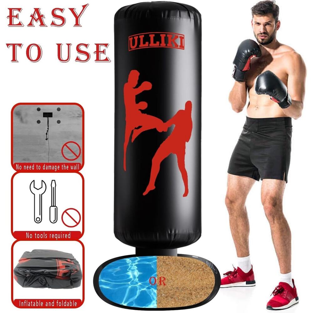 Freestanding Punching Bag for Adults with Gloves, Kick Boxing Bag with Stand - Picture 5 of 6
